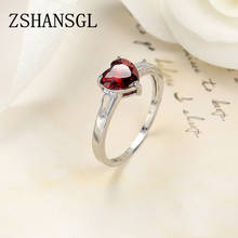 Romantic Silver color Red Heart Pave Crystal CZ Finger Rings For Women Fashion Wedding Engagement Jewelry 2024 - buy cheap