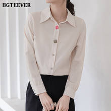 BGTEEVER New Spring Chic Single-breasted Women Blouses Shirts Elegant Long Sleeve Loose Female Solid Tops Ladies Blusas 2021 2024 - buy cheap