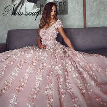 Dubai Pink 3D Flower Evening Dress Custom Chic Design Turkish Islamic Aibye V Neck Prom Dresses For Weddings Saudi Arabia 2020 2024 - buy cheap