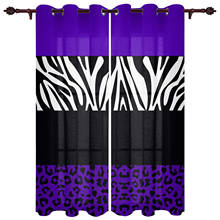 Purple Leopard Zebra Stripes Curtains for Bedroom Kitchen Window Treatments Valance Curtains for Living Room 2024 - buy cheap