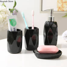 Black Geometric Ceramic Bathroom Decoration Accessories Irregular Soap Dispenser Toothbrush Holder Nordic Bathroom Supplies 2024 - buy cheap