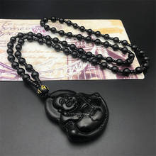 Colgante de cuentas de obsidiana verde Maitreya Natural, accesorios de joyería, amuleto de Buda tallado a mano, regalos 2024 - compra barato