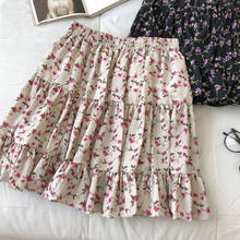 Minifalda con estampado Floral para mujer, Faldas de gasa de cintura alta con volantes, estilo playero informal, estilo coreano, 2021 2024 - compra barato