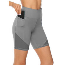 Novo short feminino esportivo fino, curto slim com cintura alta, preto e rosa, em tecido de malha, para corrida, fitness 2024 - compre barato