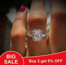 Anillo grande y de lujo para mujer, sortija de compromiso Simple y brillante de Color plateado, anillo de boda para mujer 2024 - compra barato