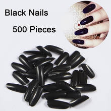 500 Pieces Black Oval Nail Tips Press On Nails Oval Full Cover False Nail Tips Acrylic Fake Nails Art Artificial Nails art Tools 2024 - buy cheap