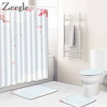 Zeegle 4pcs Bath Mat Set Modern Anti Slip Bathroom Toilet Cover Seat Mat Bathroom Doormat Toilet Pedestal Rug Bathroom Curtain 2024 - buy cheap