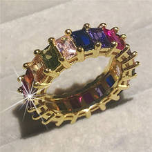 Anel de prata 925 para noivado, anel com pedra preciosa, corte radiante de safira, rubi, peridot, topázio, para mulheres 2024 - compre barato