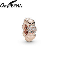 Octbyna Rose Gold Crystal Charm Bead Pendant For Women Fits Pandora Bracelet Necklace Fashion Jewelry Making Gifts Dropshipping 2024 - buy cheap