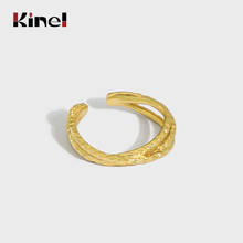 Kinel-anillos de boda chapados en oro Real de 18K para mujer, diseño de textura entrelazada coreana, joyería de plata 925 2024 - compra barato