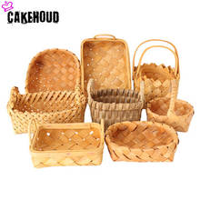Creative Handmade Wood Chip Woven Storage Basket Debris Storage Basket Home Kitchen Tools Picnic Fruit Bread Storage Basket 2024 - buy cheap