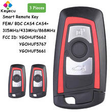 KEYECU-mando a distancia inteligente CAS4 + EM/BDC, 3 botones, 315MHz/ 434MHz/ 868MHz, para chasis BMW F 2011-2017, Color rojo, 3 unidades/lote 2024 - compra barato