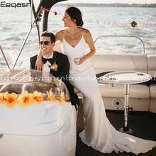 2022 Sexy Wedding dress Long Mermaid Beach Satin Wedding Gown with Train Boho White Ivory Back Open Bride Dresses 2024 - buy cheap
