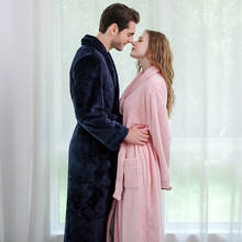 New Women Men Winter Thick Warm Flannel Kimono Long Gown Bathrobe Lovers Couple Nightgown Bath Robe Lingerie Sleepwear Nightwear 2024 - buy cheap