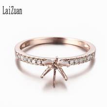 LaiZuan-anillo semimontado de diamante Natural para mujer, anillo de oro rosa sólido de 10k, corte redondo de 6mm, joyería delicada de moda para regalo de boda 2024 - compra barato