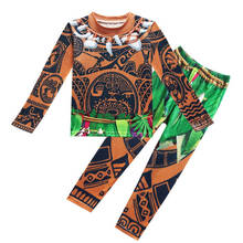 Disfraz de Moana Maui para niños, conjunto de ropa para Cosplay, camisetas informales, camisetas y pantalones para carnaval y Halloween 2024 - compra barato