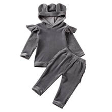 Conjunto de ropa para bebés y niños de 1 a 6 años, Top con capucha y pantalón con volantes, traje para Otoño e Invierno 2024 - compra barato