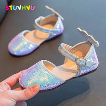 2021 New Toddler Girl Leather Shoes Spring Sequin Kids Shoes Shallow Mouth Soft Sole Little Girl Children's Shoes Casual Flats 2024 - buy cheap