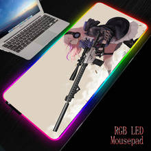 MRGBEST Hot Anime Girl with Gun Gaming RGB Large Computer Mouse Pad LED Illumination Backlight Mause Padmouse Keyboard Desk Mat 2024 - buy cheap