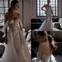 Julie Vino Beach Wedding Dresses With Detachable Train Off The Shoulder Lace Appliques Vestidos De Novia Country Wedding Gowns 2024 - buy cheap