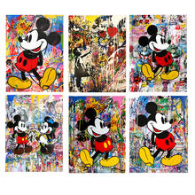 Graffiti disney mickey mouse impressão em tela pintura coloful arte da parede cartaz e cópias da arte da parede imagens para sala de estar decoração 2024 - compre barato