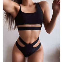 Бикини 2020 женский однотонный бандаж бандо купальник пляжные стринги бикини набор бразильский Maillot De Bain Femme Biquini 2024 - купить недорого