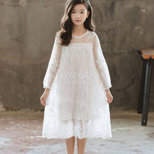 Летнее кружевное платье для девочек, вечерние платья для девочек с длинным рукавом, элегантное белое платье для подружки невесты, Детские вечерние платья 2024 - купить недорого