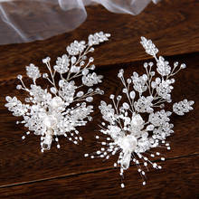Diadema de perlas de hoja elegante, pinzas para el pelo, tocado de copo de nieve de diamantes de imitación para novia, horquillas de boda, corona, accesorios de Tiara 2024 - compra barato