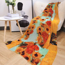 Estola de Pashmina con estampado de girasol de Van Gogh para mujer, 100% pura, manta, bufanda, chales, bufanda de Cachemira con estampado de doble cara 2024 - compra barato