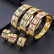 Jankelly-Conjunto de joyería de lujo para mujer, brazalete africano único, conjunto de joyería para boda, cristal de circonita cúbica, CZ, Dubai, joyería nupcial 2024 - compra barato