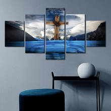 Prints Painting Wall Artwork Jesus Modular Canvas Poster Cross Picture Modern Religion Home Decor 5 Panel For Bedside Background 2024 - buy cheap