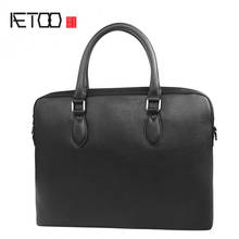 AETOO Leather briefcase, men's business simple shoulder bag, first-layer leather large-capacity fashion computer bag 2024 - buy cheap