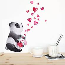 1pc Hand-Painted Panda Love Heart Shape Wall Sticker Living Room Bedroom Kitchen Decor for Baby's Room Refrigerator Sticker 2024 - buy cheap