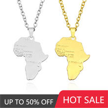 Africa Map Pendant Necklace Women Men Silver Color/Gold Color Ethiopian Jewelry Wholesale African Map Hiphop Pendant Necklace 2024 - buy cheap