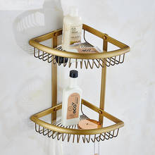 Prateleira do banheiro de cobre bronze antigo banho chuveiro prateleira banho shampoo titular cesta canto prateleira fixado na parede 1-2 camada 2024 - compre barato