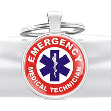 EMT Emergency Medical Technician Paramedic Symbol  Glass Dome key Chains Charms Men Women Key Ring Pendant  Jewelry Gifts 2024 - buy cheap