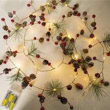 Alambre de cobre para decoración navideña, guirnalda de luces Led de 2m con 20 luces Led de cono de pino, para exteriores, Patio y vacaciones 2024 - compra barato