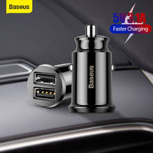Baseus Mini Dual USB Автомобильное зарядное устройство 5 в 3,1 а Быстрая зарядка 2 порта USB телефон авто зарядное устройство адаптер для Мобильный телефон планшет автомобильное зарядное устройство 2024 - купить недорого