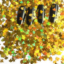 Hojas de arce de otoño para uñas, copos de purpurina holográfica, pegatinas de camaleón láser para maquillaje, accesorios para manualidades, 20g 2024 - compra barato
