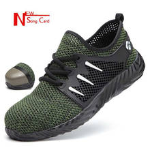 2019 New song breathable mesh safety shoes rubber sole men's sports shoes indestructible steel toe soft anti-piercing work boots 2024 - buy cheap