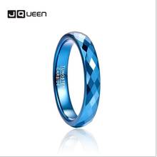 4mm Tungsten Carbide Ring Blue Metal Party Anello Polished Finish Rhombic Cut Wedding Ring 2024 - buy cheap