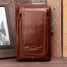 Men Genuine Leather Cell Mobile Phone Case Cover Hook Waist Pack Bag Pocket Cigarette Male Pouch Bum Belt Purse Hip Fanny Pack 2024 - buy cheap