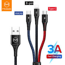 MCDODO-Cable USB 3 en 1 de carga rápida para móvil, cargador Micro USB de 3A tipo C para iPhone 12 11 Pro Max 8 Huawei Samsung Xiaomi 2024 - compra barato
