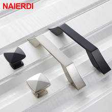 NAIERDI Black Cabinet Handles Knobs Zinc Alloy Door Kitchen Knobs Brushed Cabinet Pulls Drawer Modern Furniture Handle Hardware 2024 - buy cheap