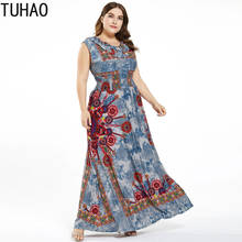 TUHAO 2020 Spring Summer Retro Sleeveless Big Swing Dress for Mom Women Plus Size 7XL 6XL 5XL Maxi Long Vintage Dresses WM33 2024 - buy cheap