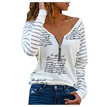 Top de manga larga con estampado de letras para mujer, Top de malla con costura con cremallera, Sexy, informal, a la moda 2024 - compra barato