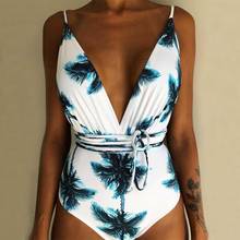 Bañador Bandage con estampado Floral para mujer, Monokini brasileño de realce, ropa de playa de una pieza, traje de baño 2024 - compra barato