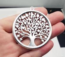 Arbol de la vida Chapado en plata antigua, accesorios de joyería, 58x53mm, 2 unids/lote 2024 - compra barato