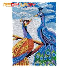 Latch Hook Kits Peafowl Lovers Chunky Yarn Embroidery Crocheting Tapestry Kits Needlework Arts & Crafts DIY Carpet Rug 58*87cm 2024 - buy cheap