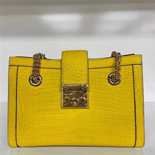 Bolso de piel de cocodrilo para mujer, pochette de un solo hombro, color amarillo 2024 - compra barato